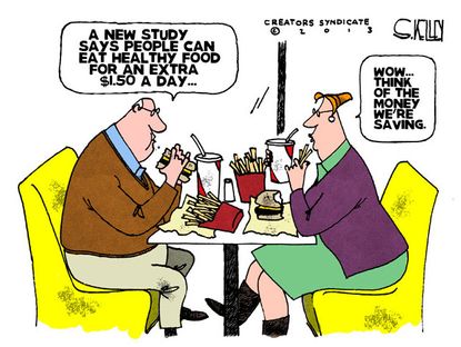 Editorial cartoon fast food healthy diet