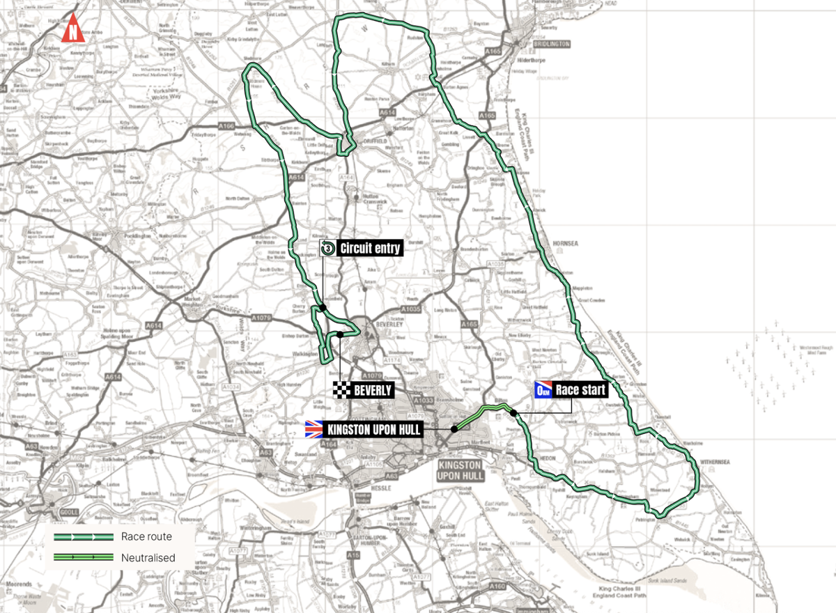 Tour of Britain Men 2026 map for stage 3