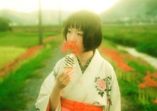 Photograph of Japanese woman with ice cream