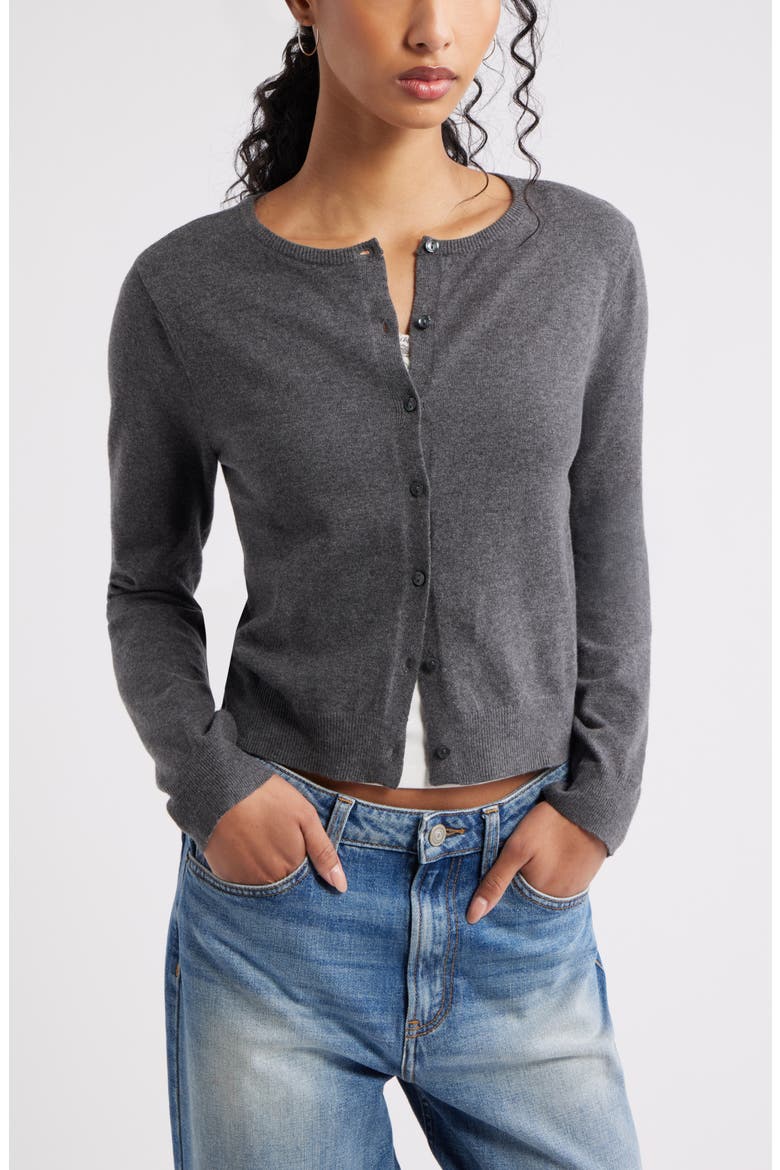 Crewneck Cotton Blend Cardigan