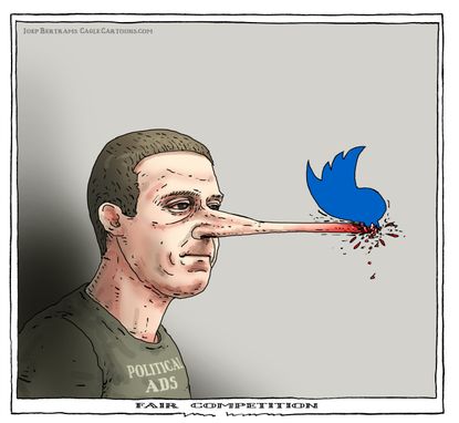 Editorial Cartoon U.S. Facebook Zuckerberg Twitter Fair Competition