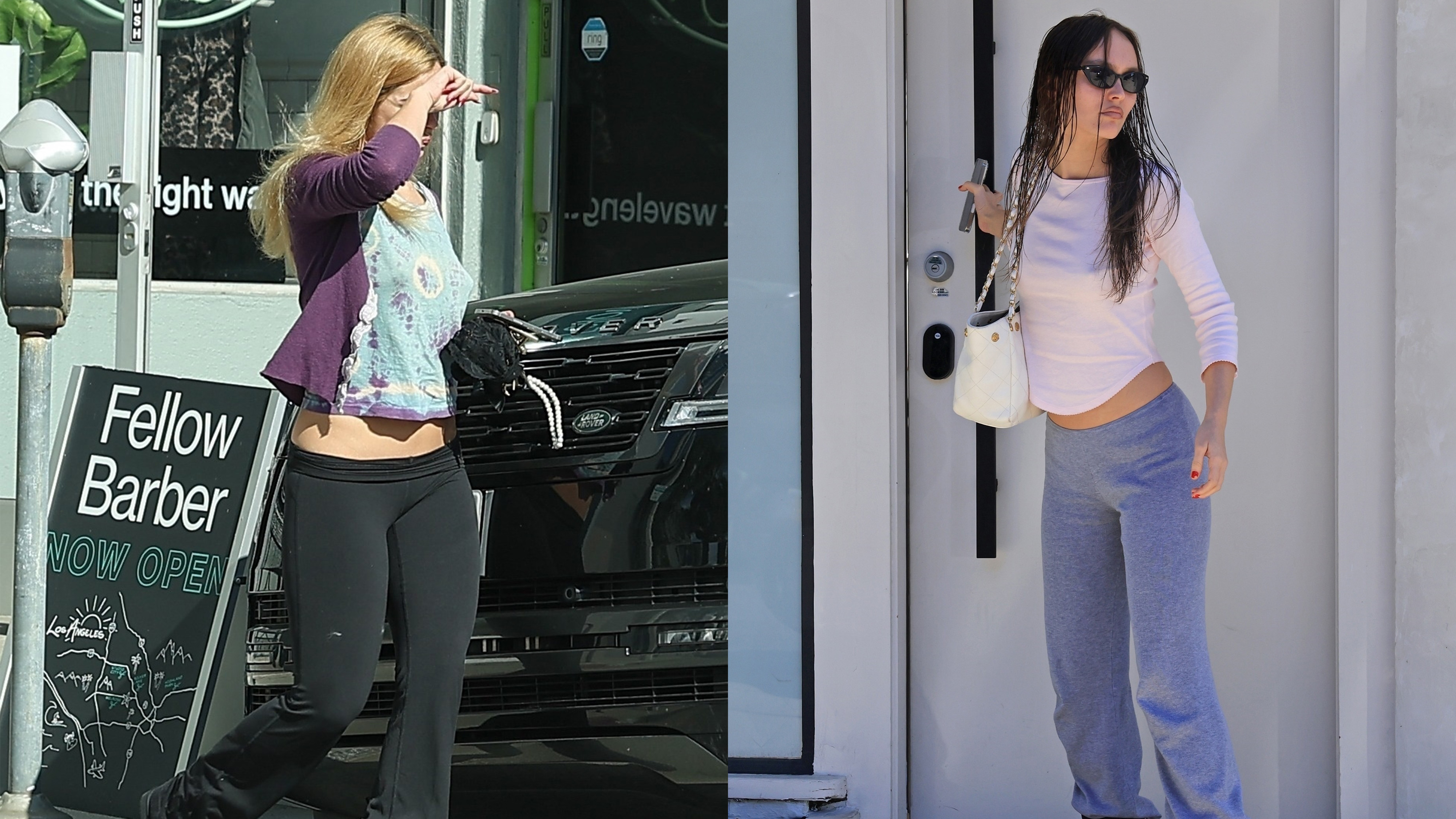Addison Rae and Lily-Rose Depp wearing sweatpants with Uggs. 