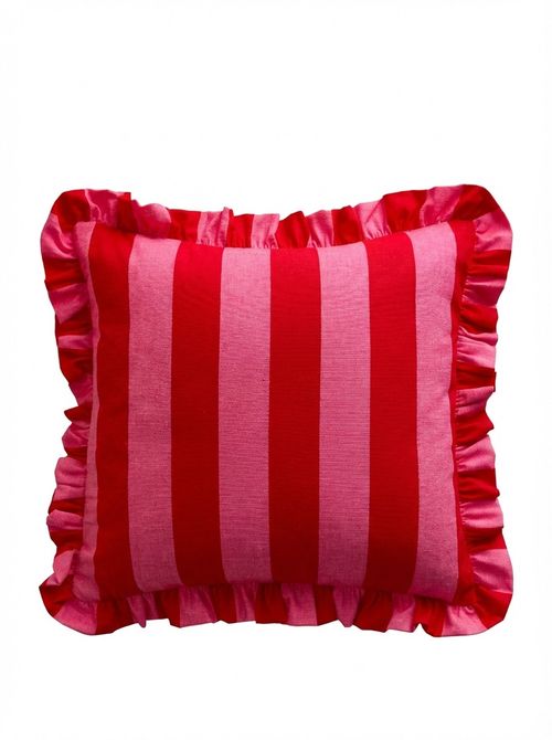 Pure Cotton Striped Frill Cushion