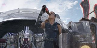 Valkyrie swigging from a bottle in Thor Ragnarok