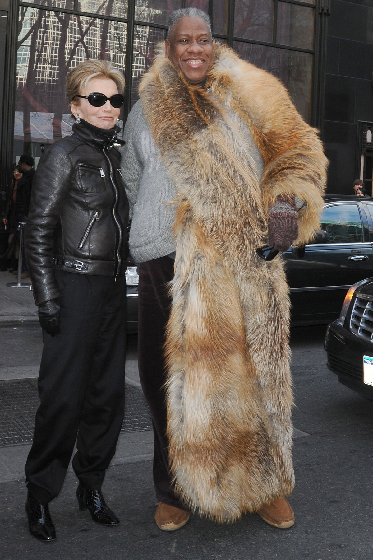 Andre Leon Talley and Lee Radziwill appear in Midtown during fashion week on February 14, 2010 in New York City.