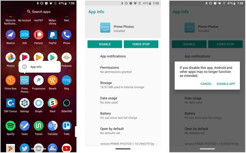 Disabling preloaded apps on an Alexa Built-In phone