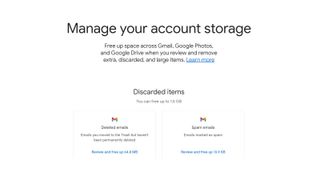 Google account storage page