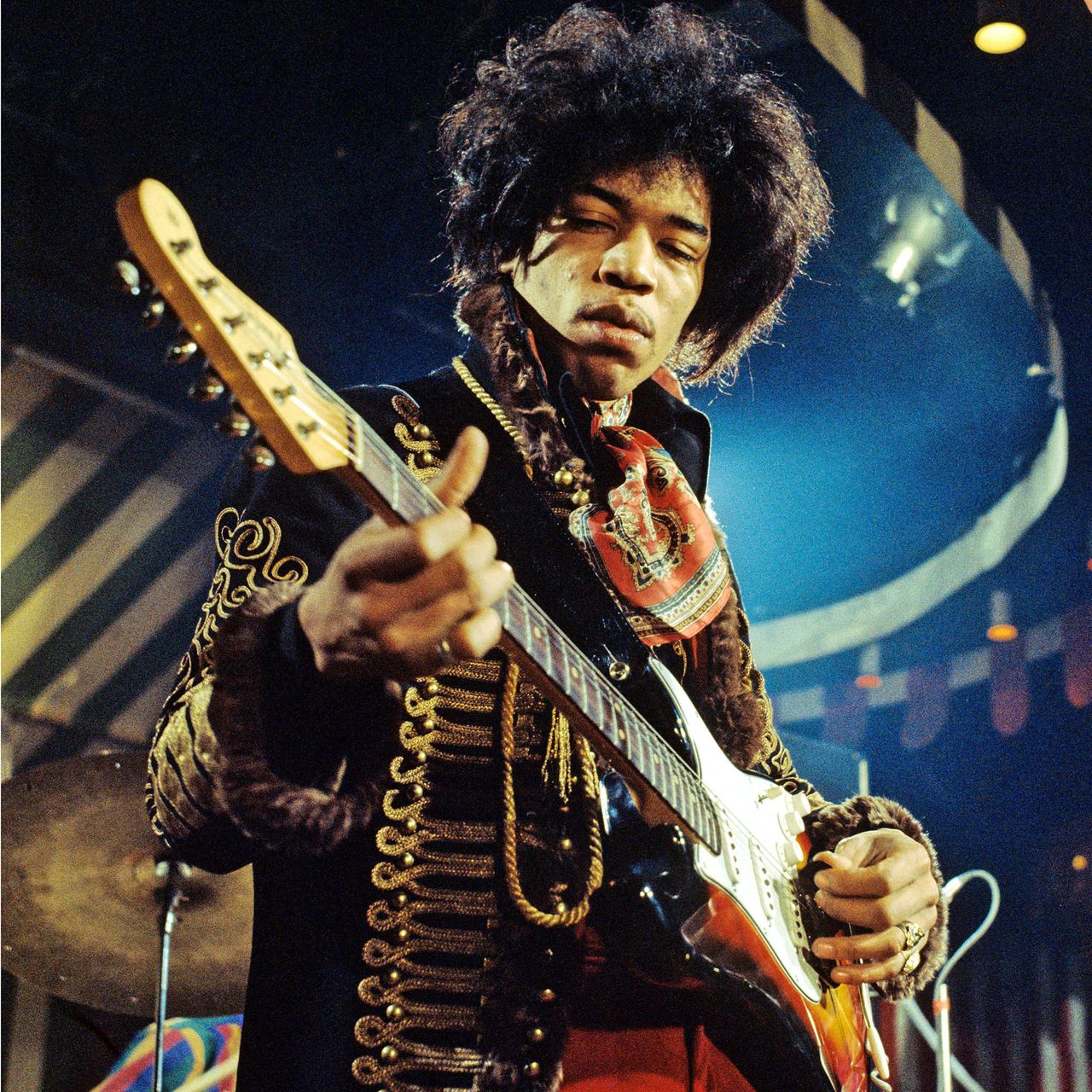 With no left-handed guitars available, Jimi Hendrix simply flipped his upside down.