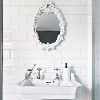 white washbasin with mirror
