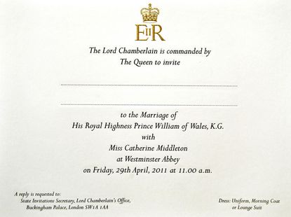 Royal Wedding Invitation - Prince William - Kate Middleton - Royal Wedding - Royal Wedding Guest List - Royal Wedding Invitations List - Royal Wedding List - Guest List - Invitation - List - Kate Middleton Style - Marie Claire - Marie Claire UK