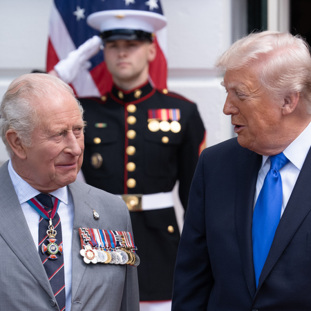 King Charles III and Donald Trump during a departure ceremony at the South Portico of the White House in Washington, DC, US, on Thursday, April 30, 2026
