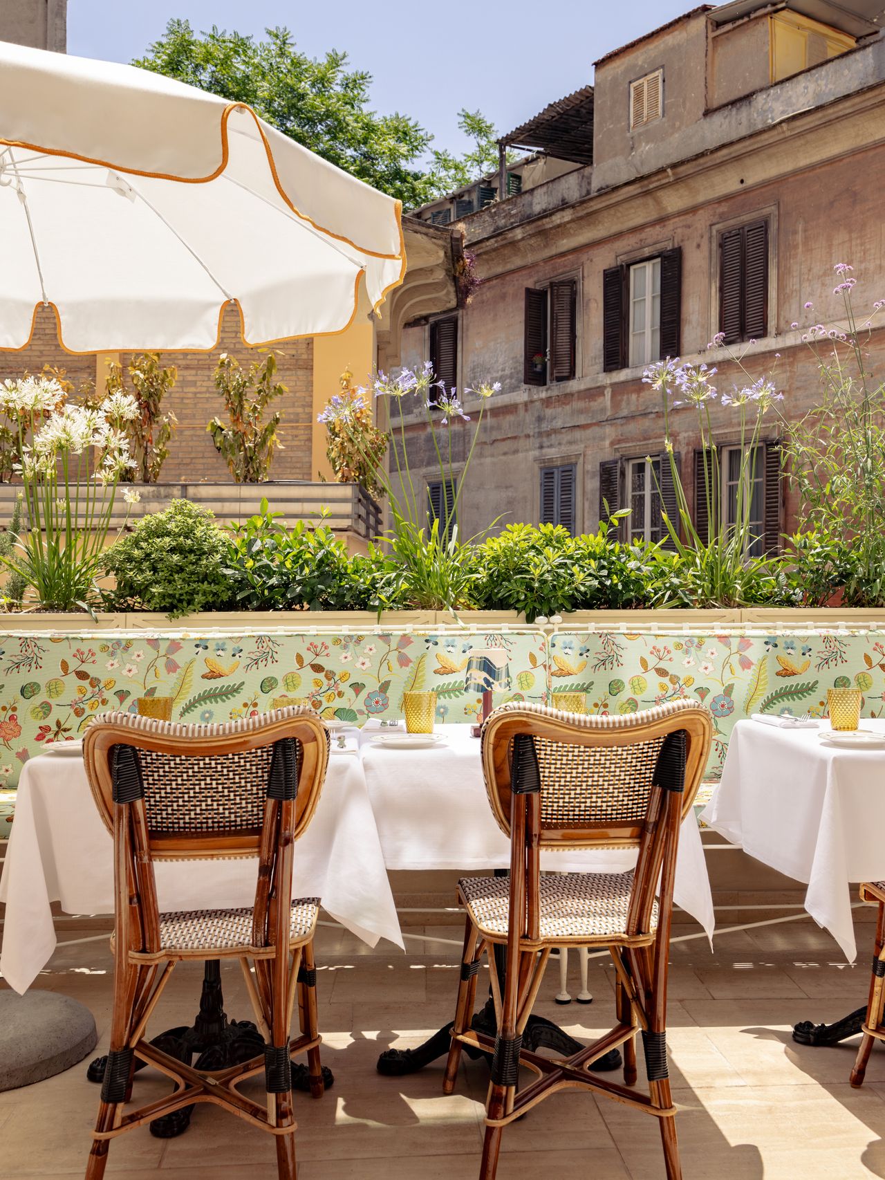 A sun-lit terrace.
