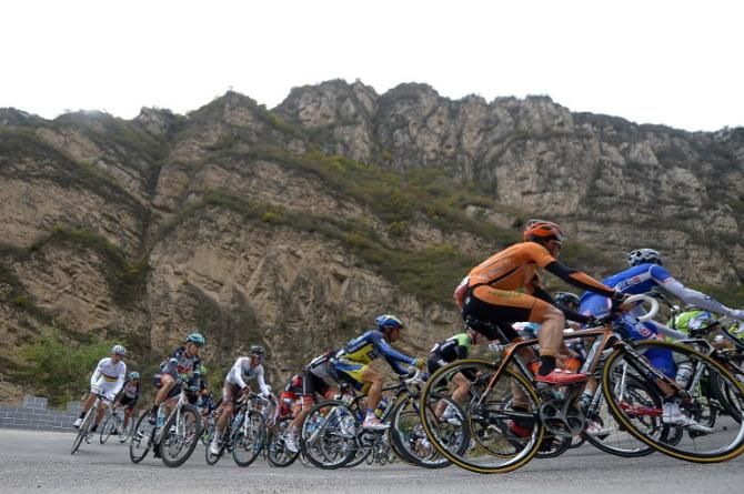 Racing on stage 4 of the Tour of Beijing