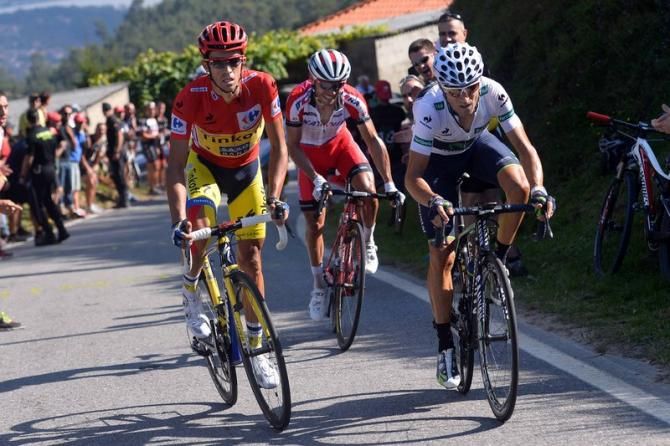 Alberto Contador (Tinkoff-Saxo), Alejandro Valverde (Movistar) and Joaquim Rodr&iacute;guez (Katusha)