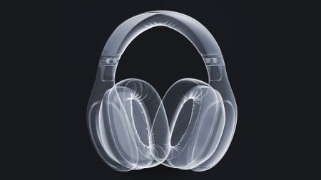 bulky headphones on black made using x rays