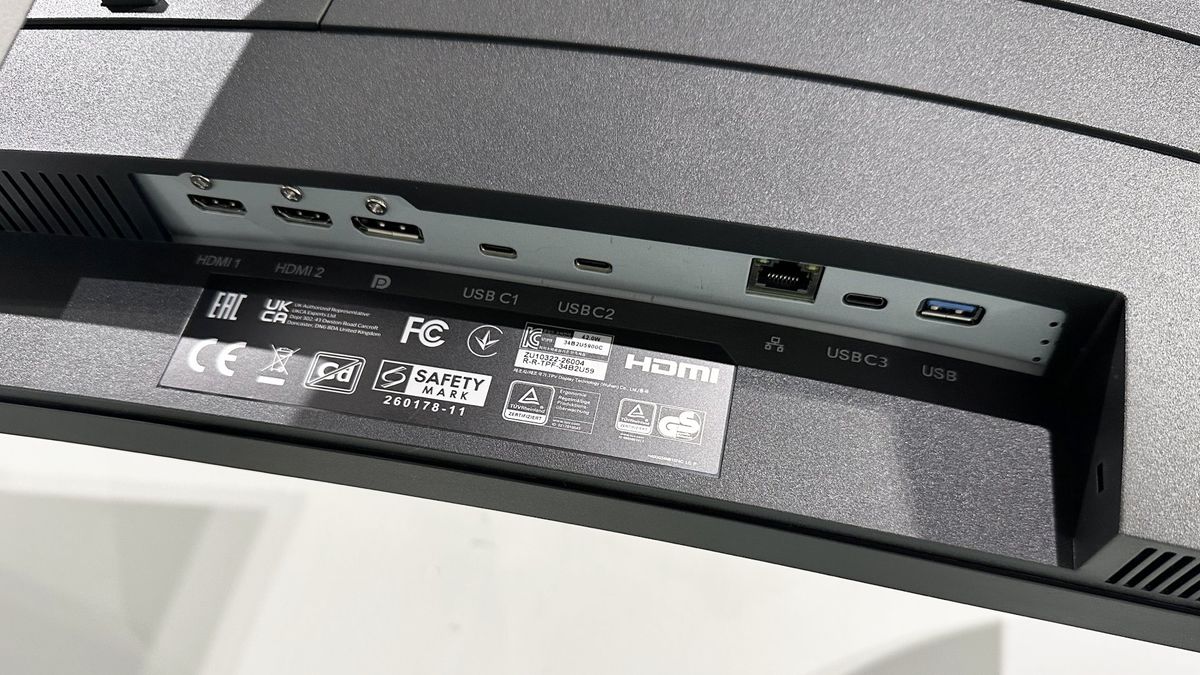 The Philips 34B2U5900C 5K2K monitor in a home office during our testing