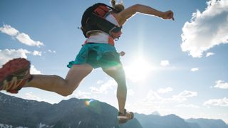 running jump on trail