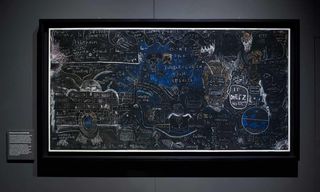 Hawking's blackboard is filled with doodles, in-jokes and half-finished equations scrawled by friends and fellow physicists in 1980.