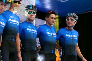 Oscar Sevilla and Team Medellin at the Vuelta a San Juan team presentation