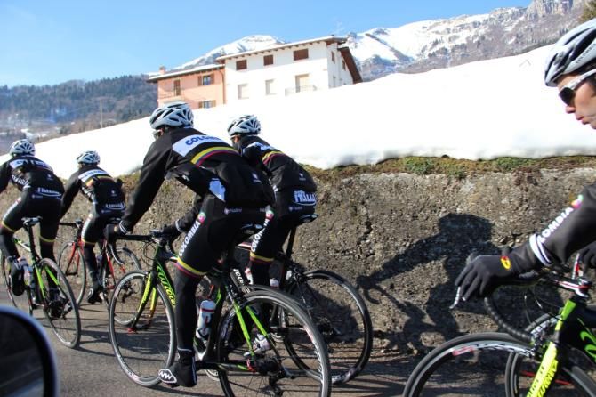 For some of the riders its the first time they'd seen mountains covered in snow