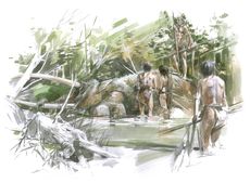 This is how the ancient humans may have discovered the elephant's carcass at what is now Sch&ouml;ningen, Germany. 