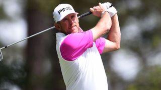 Lee Westwood takes a shot at the 2016 Masters