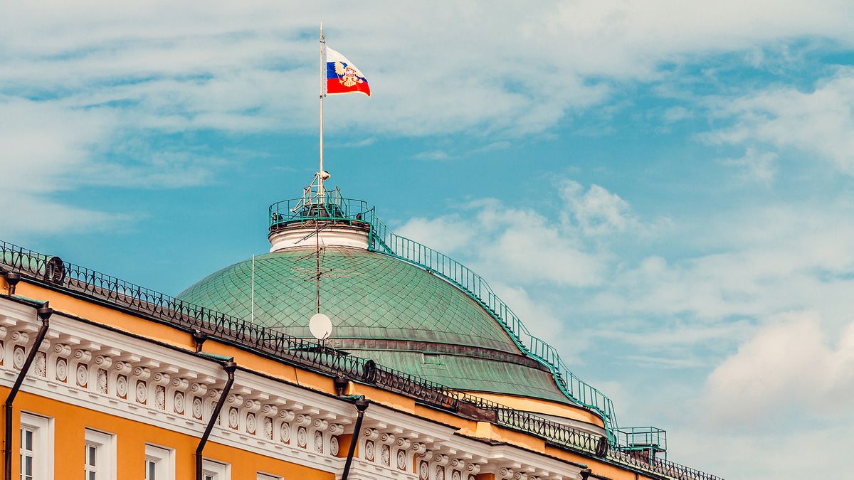 The Russian presidential flag flying in Moscow