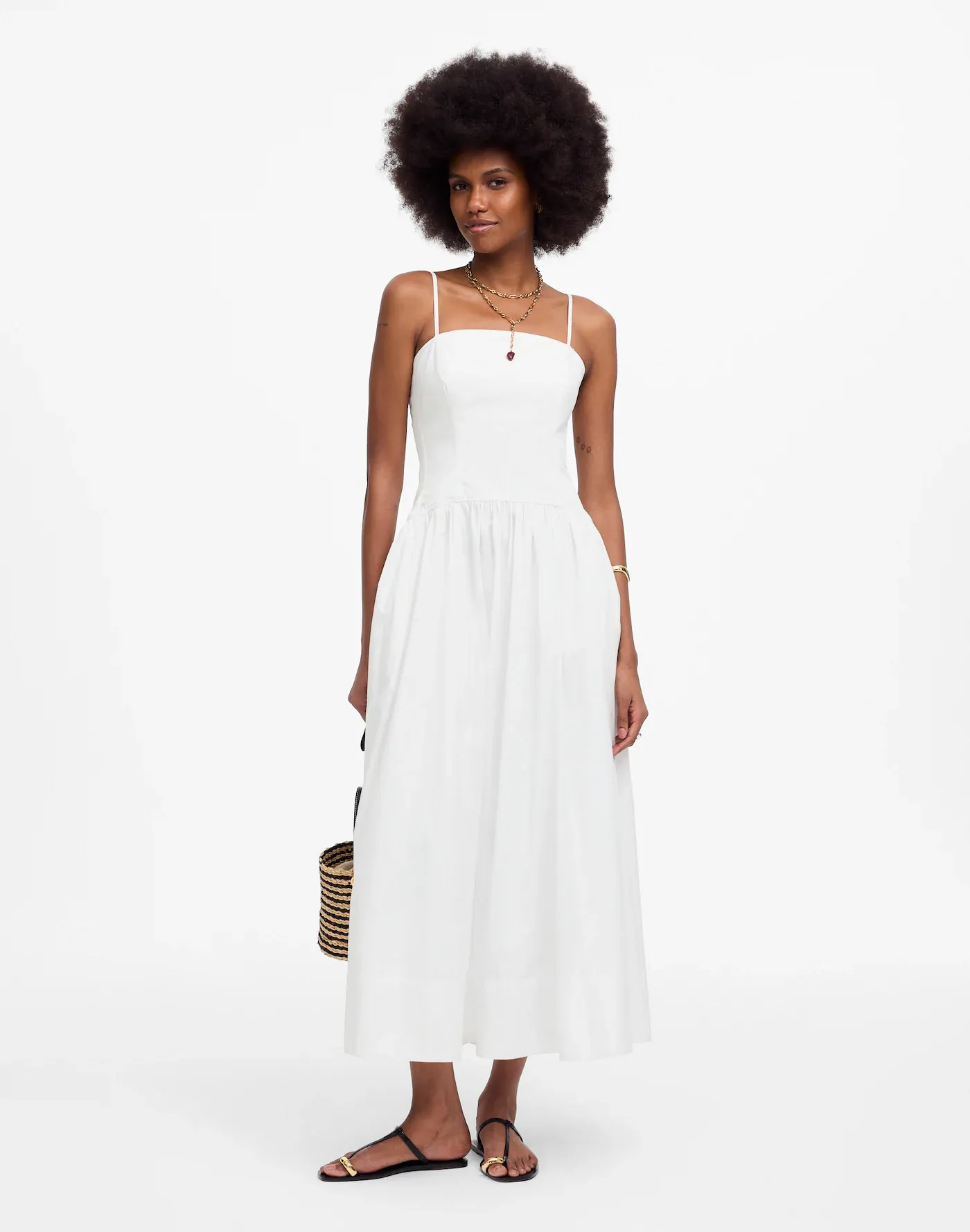 Madewell, Poplin Seamed Midi Dress