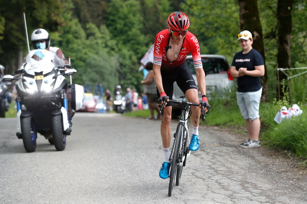LES GETS FRANCE JUNE 06 Warren Barguil of France and Team Arka Samsic during the 73rd Critrium du Dauphin 2021 Stage 8 a 147km stage from La LchreLesBains to Les Gets 1160m Fans Public UCIworldtour Dauphin dauphine on June 06 2021 in Les Gets France Photo by Bas CzerwinskiGetty Images