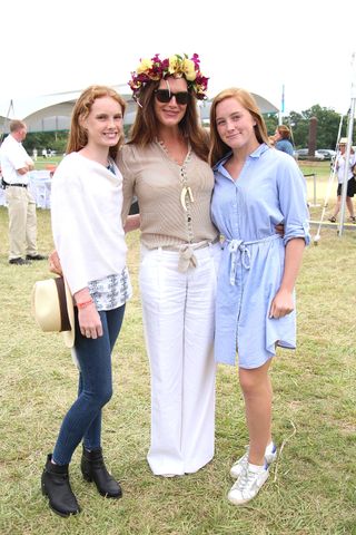 Grier Henchy, Brooke Shields, and Rowan Henchy attend the 20th Annual Super Saturday to benefit the Ovarian Cancer Research Fund Alliance at Nova's Ark Project on July 29, 2017 in Watermill, New York.