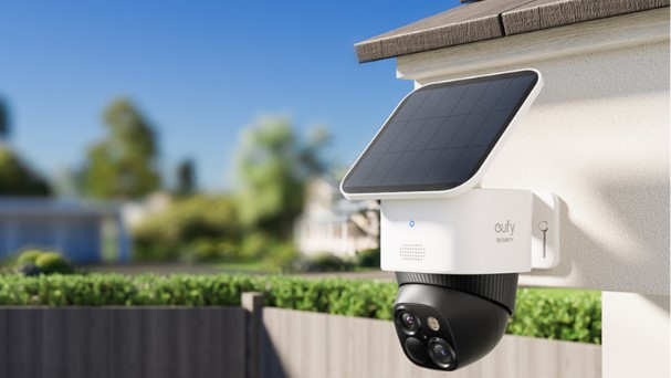 Image of Eufy SoloCam outdoors on a blue day