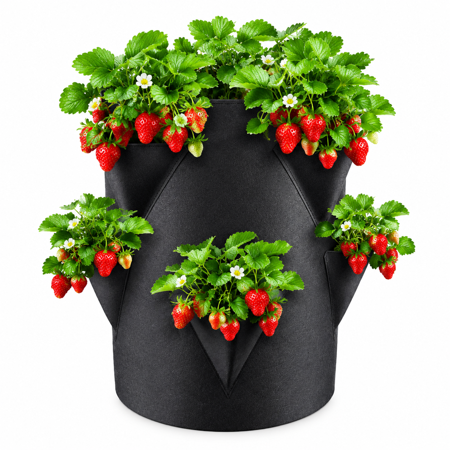 Strawberry Planter &amp;ndash; Outdoor Garden Planting Pot With 6 Side Grow Pockets, Vertical Planter for Strawberries, Herbs, and Flowers