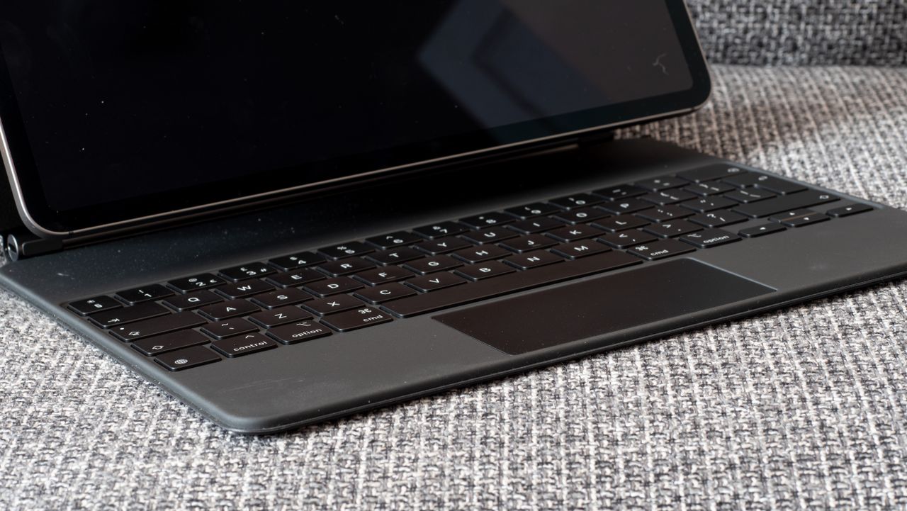 An angled view of the 12.9in Apple iPad Pro keyboard