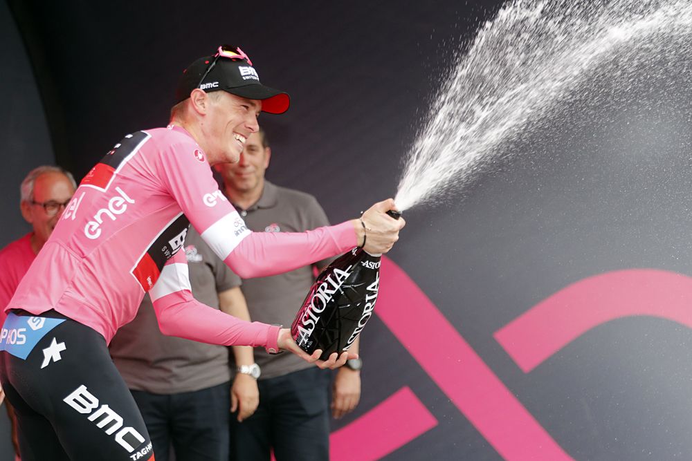 Rohan Dennis (BMC) celebrates another day in pink