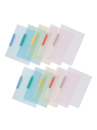 A series of A4 Clip Files in rainbow shades.