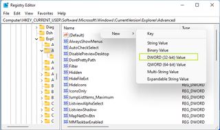 Add new DWORD (32-bit) Value