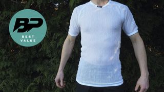 Man in white mesh T-shirt