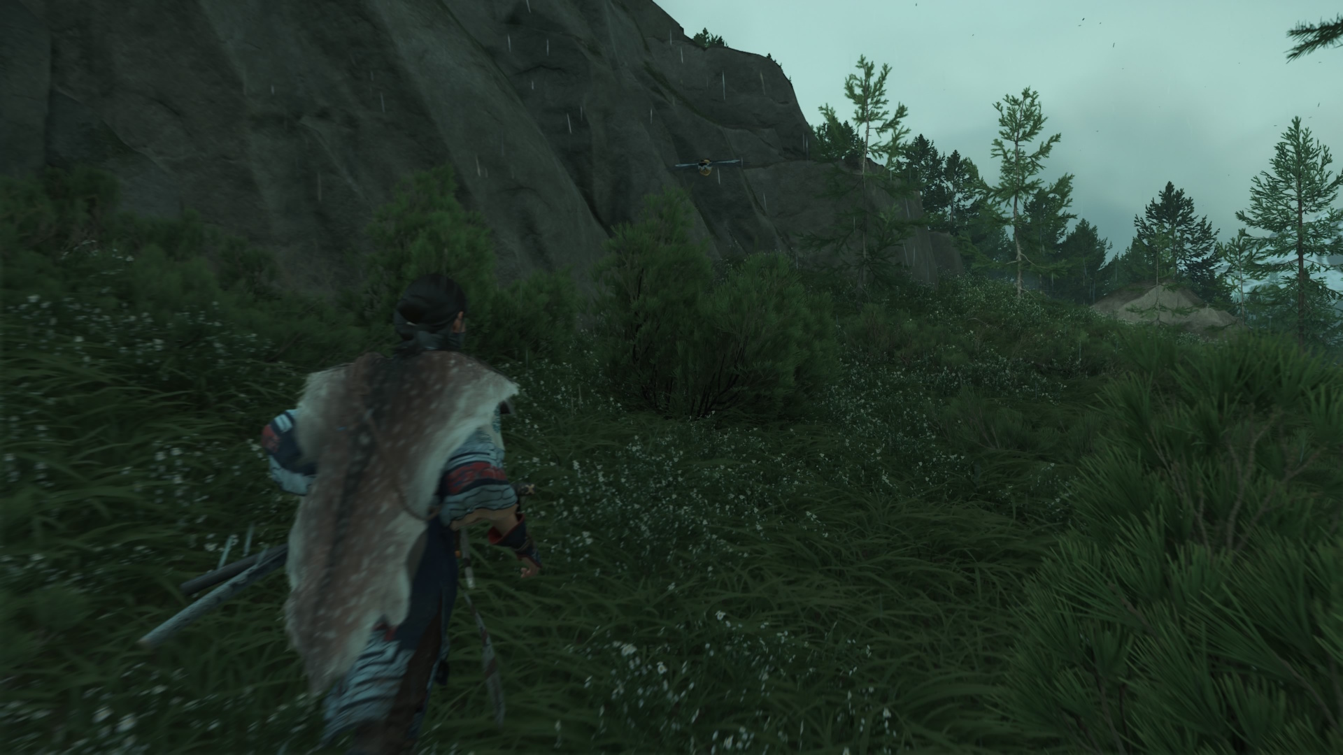 Ghost of Yotei screenshot of Atsu following after a Golden Bird