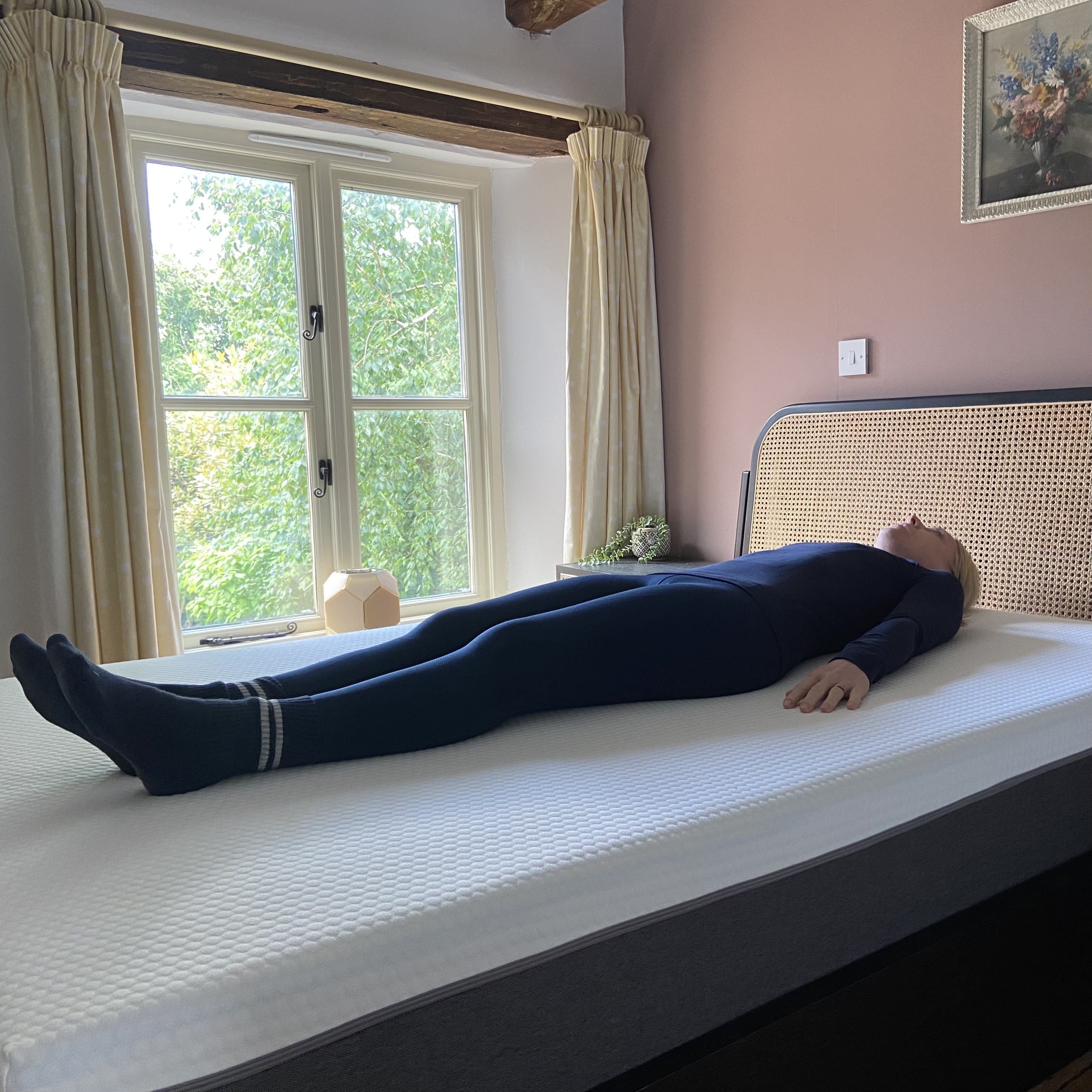 The OTTY Aura Hybrid mattress being tested at home