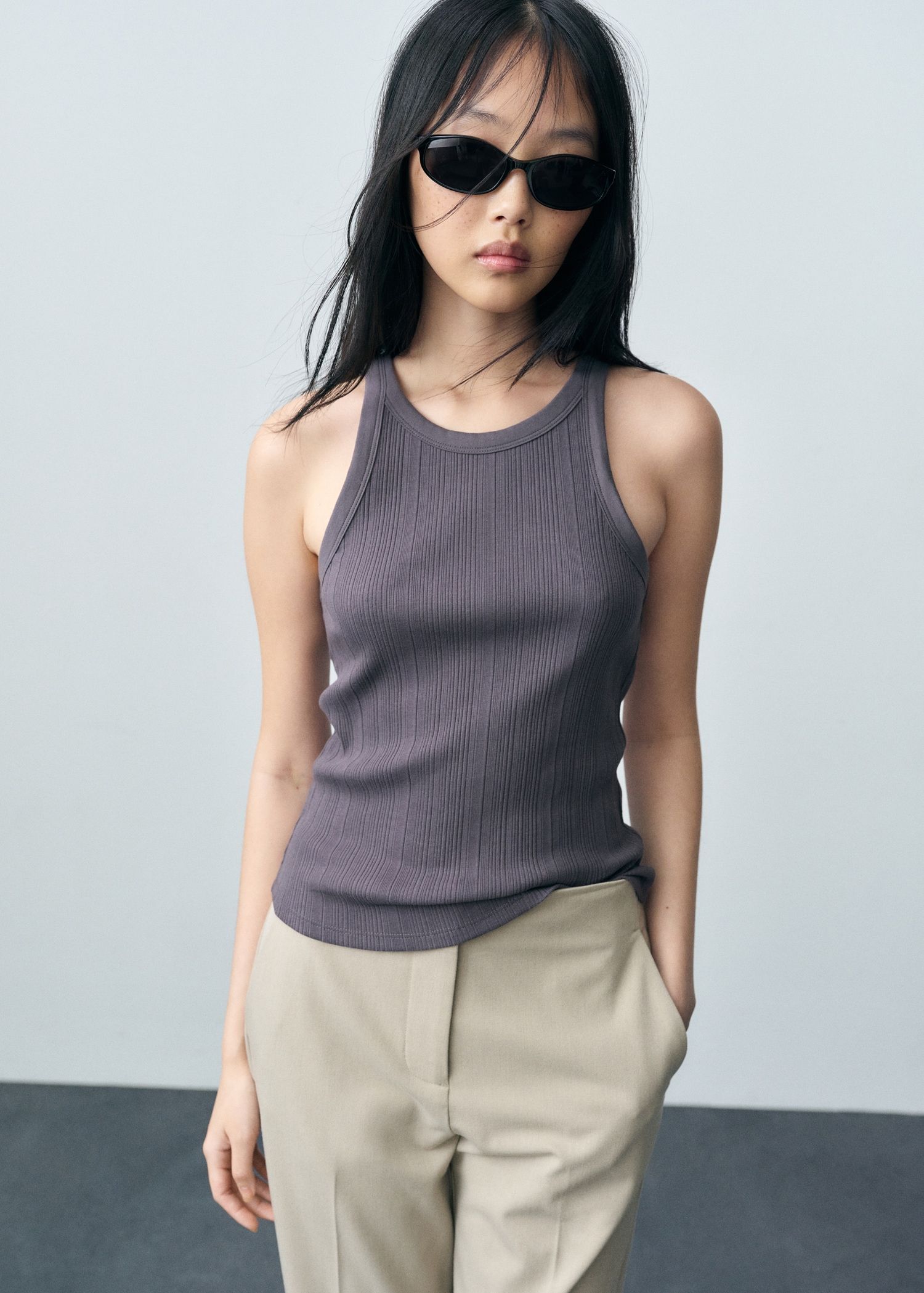 MANGO Cotton Halter-Neck Top