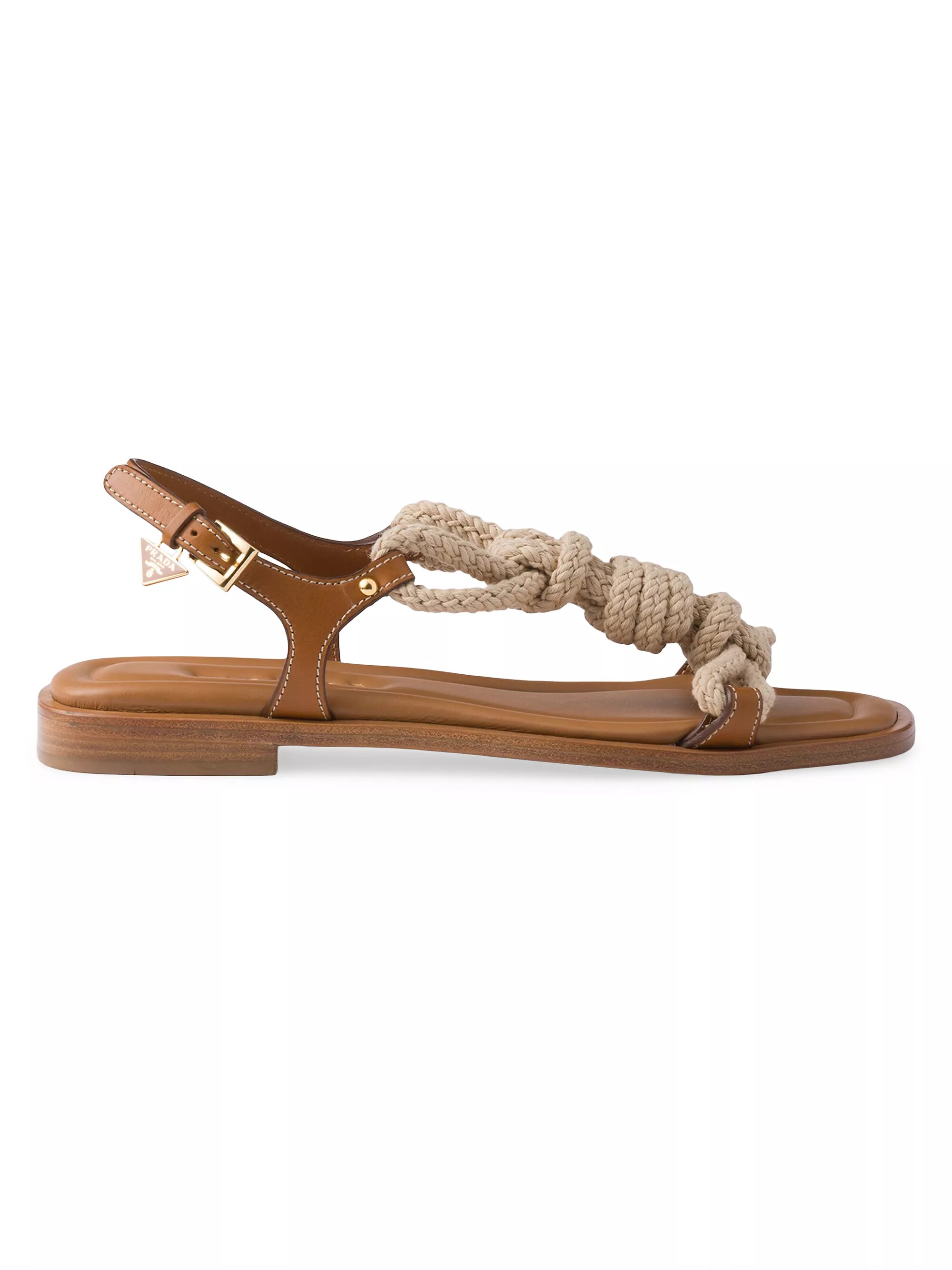 Flat Leather and Cord Sandals
