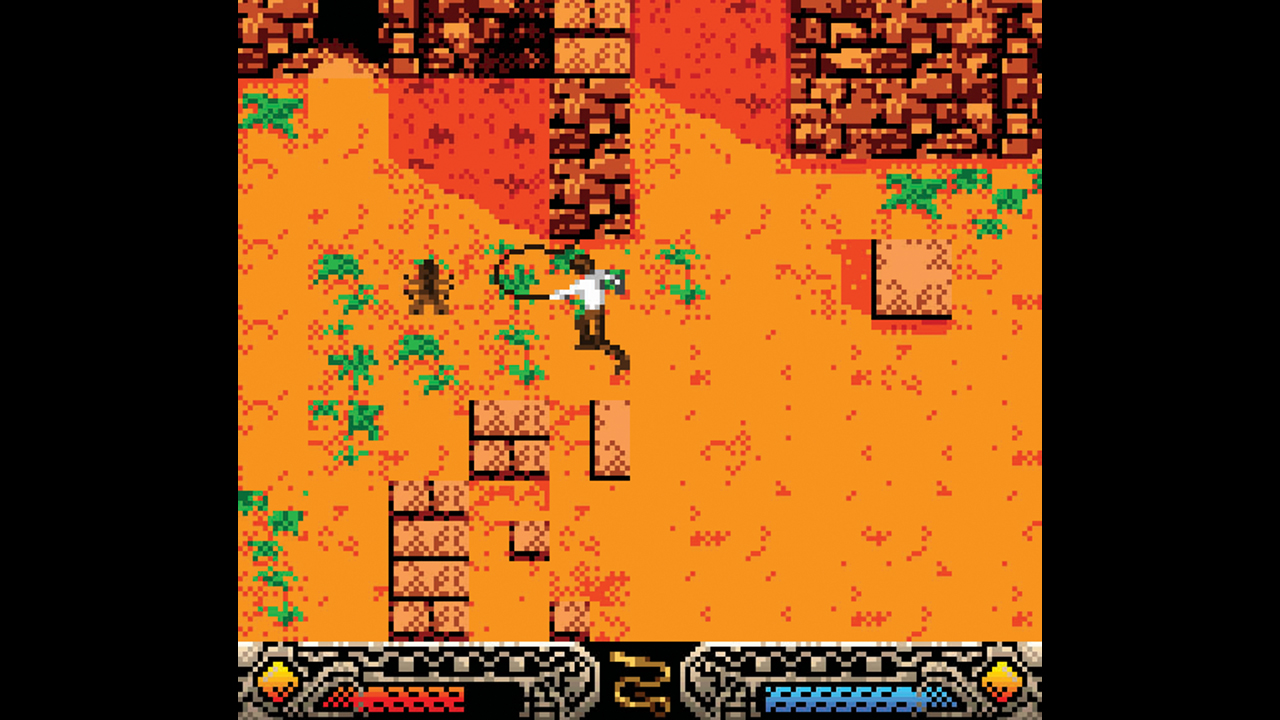 Indy whips an enemy in a desert area in the Game Boy Color version of Indiana Jones and the Infernal Machine - from Retro Gamer magazine