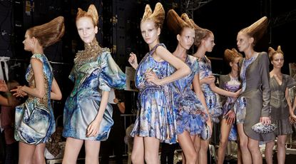 Backstage at Alexander McQueen S/S 2010. The shoe features as part of ‘Catwalk: The Art of the Fashion Show’ at V&A Dundee