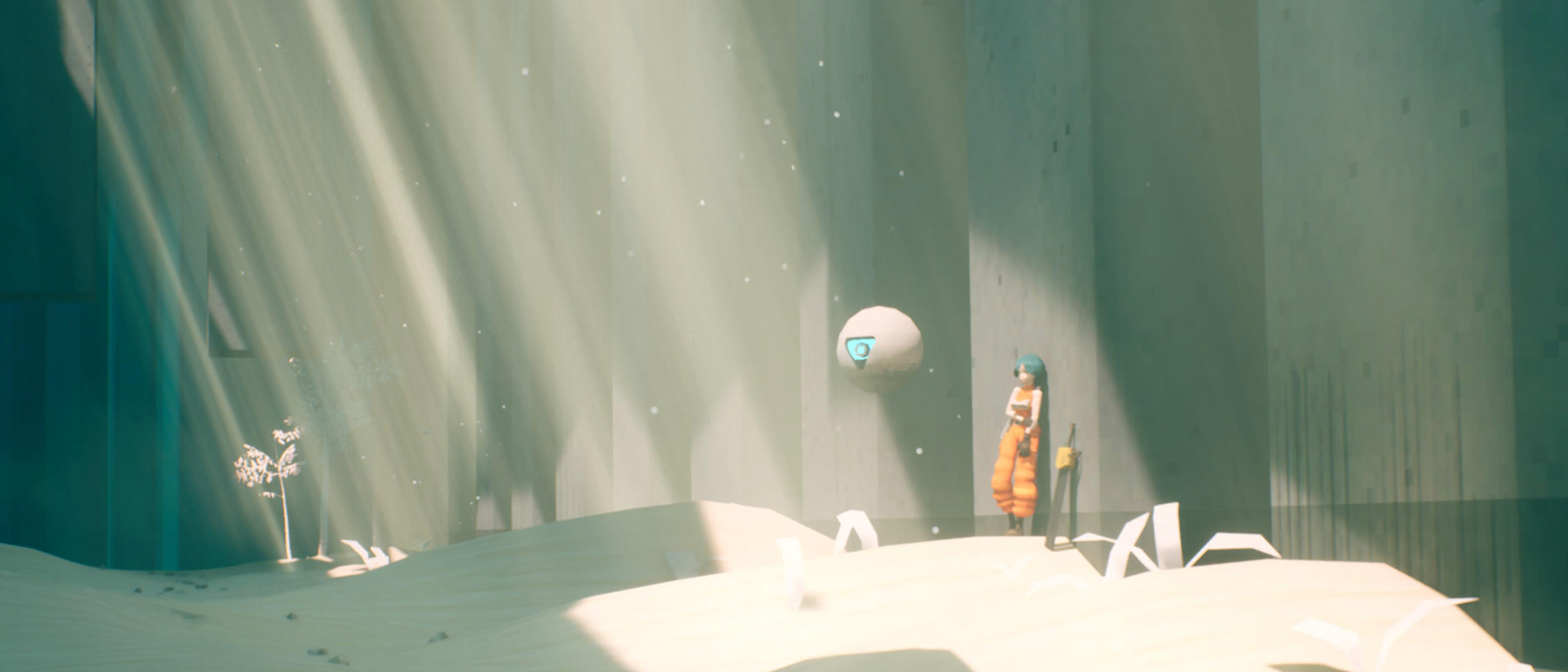 Motorslice review; a woman leans against a concrete pillar in the sun