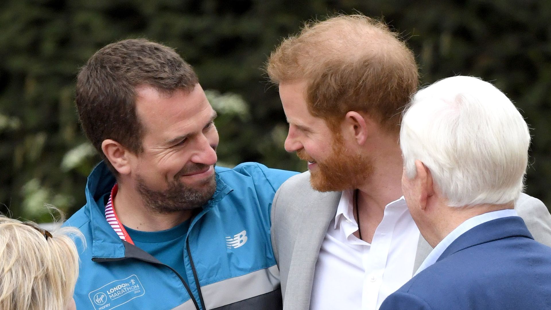 Peter Phillips and Prince Harry attend the Virgin London Marathon 2019 on April 28, 2019