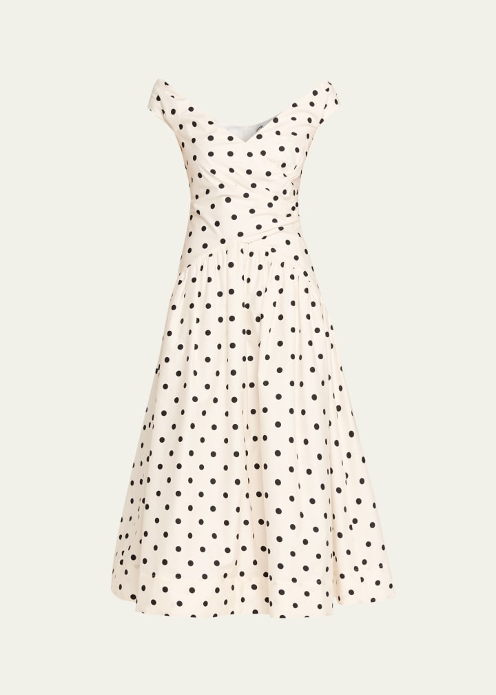 Polka-Dot Cotton Midi Dress