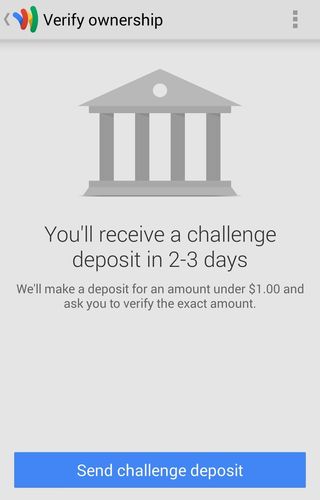 Wallet--send challenge deposit