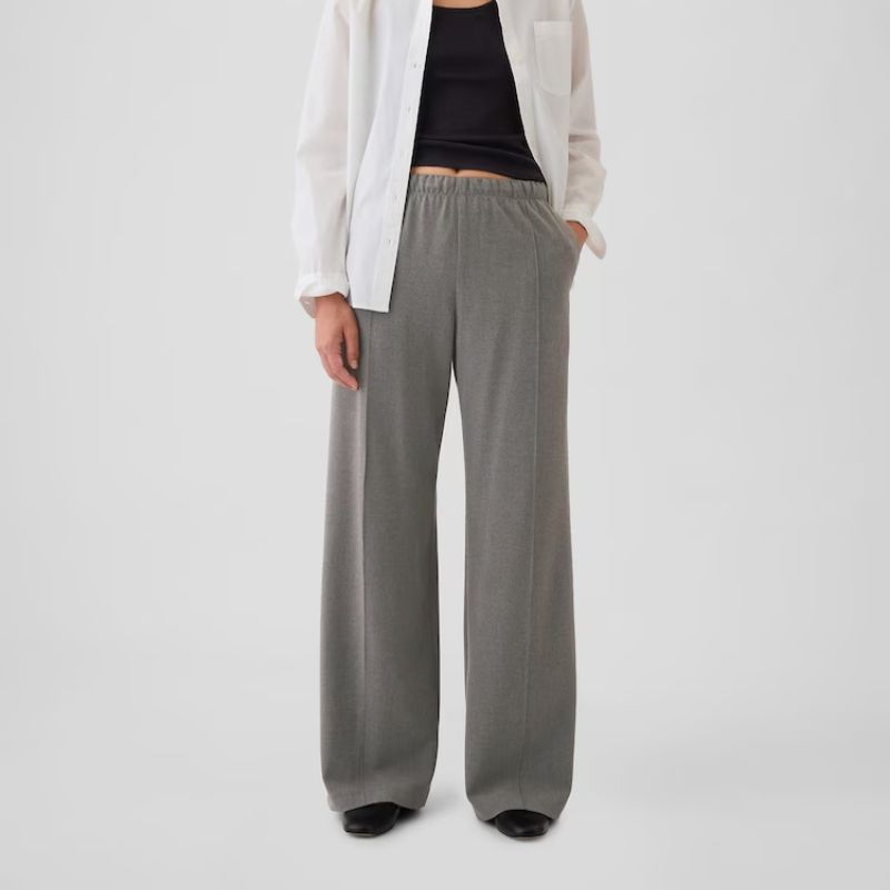 GAP, Grey Wide-Leg Seamed Pull On Trousers
