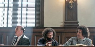 John Carroll Lynch Jeremy Strong Sacha Baron Cohen in The Trial Of The Chicago 7