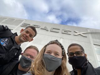 The Inspiration4 crew at SpaceX ready to train for their mission.